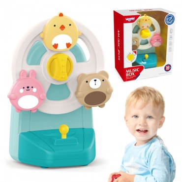 WOOPIE BABY Muzikinė dėžutė Karuselė Gyvūnai Mokomasis muzikinis žaislas