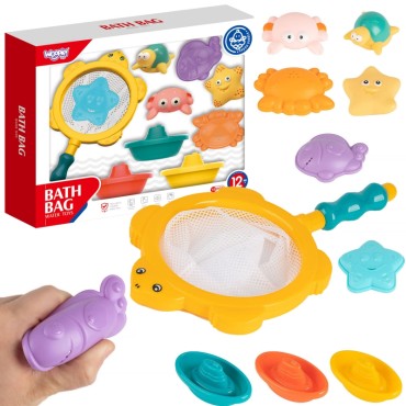 WOOPIE BABY vonios rinkinys jūros gyvūnams + valtys + žvejybos tinklas