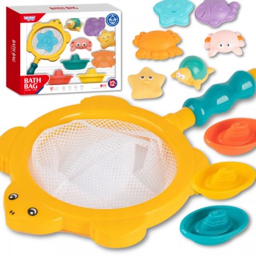 WOOPIE BABY vonios rinkinys jūros gyvūnams + valtys + žvejybos tinklas