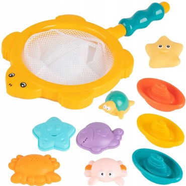 WOOPIE BABY vonios rinkinys jūros gyvūnams + valtys + žvejybos tinklas