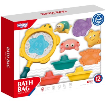 WOOPIE BABY vonios rinkinys jūros gyvūnams + valtys + žvejybos tinklas