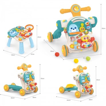 WOOPIE BABY stumdomas vaikštynėlis mokomasis stalo paspirtukas Ride On 4in1