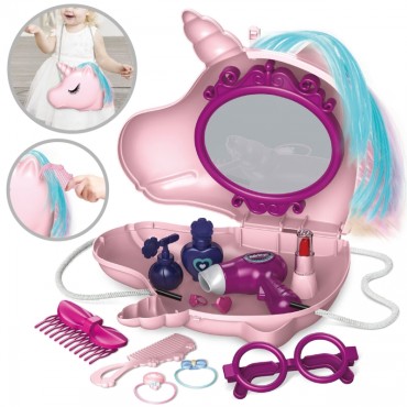 WOOPIE Tualetinis staliukas mergaitėms 2in1 Grožio salonas Unicorn krepšyje