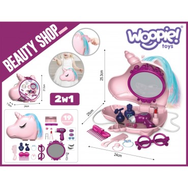 WOOPIE Tualetinis staliukas mergaitėms 2in1 Grožio salonas Unicorn krepšyje