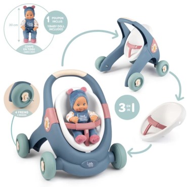 SMOBY Little Walker vežimėlis 3in1 kūdikių vežimėlis + lėlė