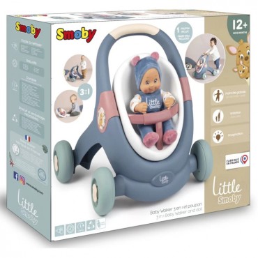 SMOBY Little Walker vežimėlis 3in1 kūdikių vežimėlis + lėlė