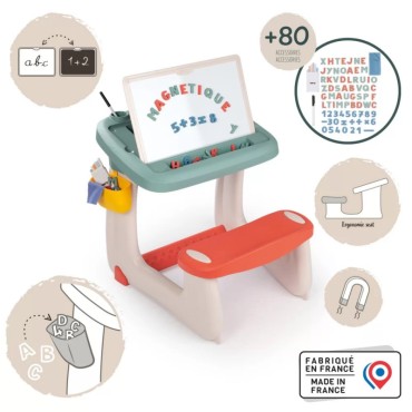 SMOBY dvipusis rašomasis stalas 2in1 lenta + 80 priedų