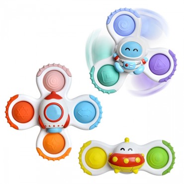 WOOPIE BABY Spinner sensorinis žaislas raketų erdvė Ufo 3 vnt.