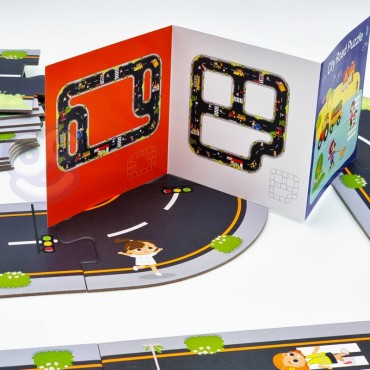TOOKY TOY Kelių greitkelių galvosūkis + transporto priemonės, automobiliai, kelio ženklai