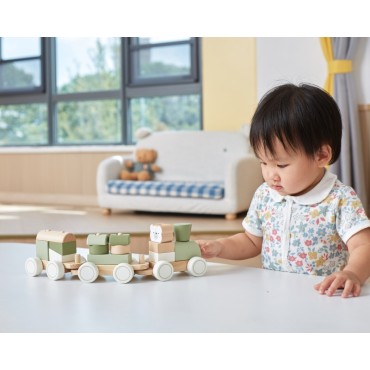 VIGA PolarB Green Railway Train with Carts Blocks