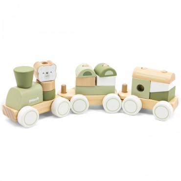 VIGA PolarB Green Railway Train with Carts Blocks