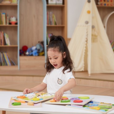 VIGA Medinė dėlionė Montessori 2in1 galvosūkių figūrėlės Transporto priemonės