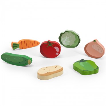 VIGA medinė dėlionė Montessori 2in1 daržovių figūrėlės