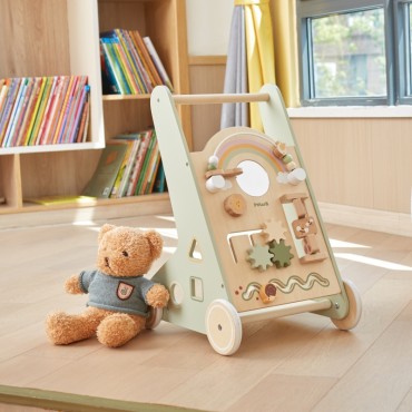 VIGA PolarB medinis stumdomas vaikštytuvas Walker Green edukacinis