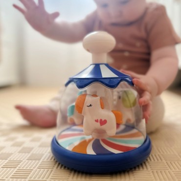WOOPIE BABY Spalvoti arkliai Mėlyna besisukanti karuselė