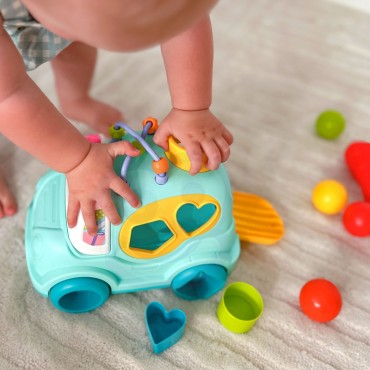 WOOPIE BABY Interaktyvus Montessori muzikinis automobilių rūšiuoklis mėlynas