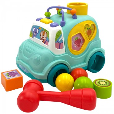 WOOPIE BABY Interaktyvus Montessori muzikinis automobilių rūšiuoklis mėlynas