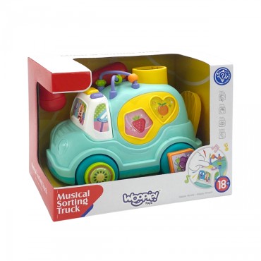 WOOPIE BABY Interaktyvus Montessori muzikinis automobilių rūšiuoklis mėlynas