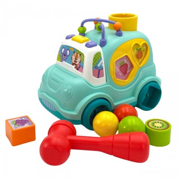 WOOPIE BABY Interaktyvus Montessori muzikinis automobilių rūšiuoklis mėlynas
