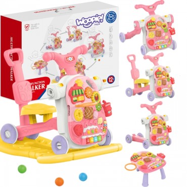 WOOPIE BABY Vaikščiojimo rėmas 5in1 daugiafunkcinis rožinis 1+