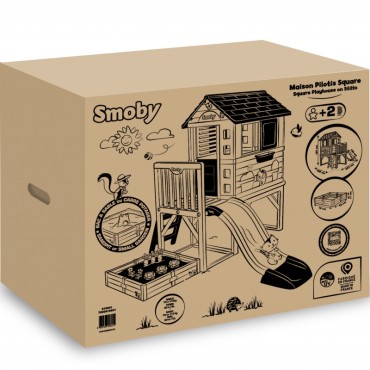 SMOBY namas ant polių su smėlio dėže ir čiuožykla