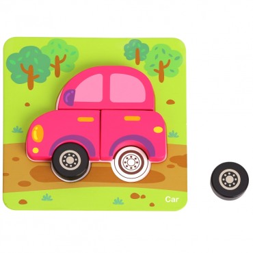 WOOPIE GREEN Mediniai galvosūkių blokai Transporto priemonės Montessori FSC