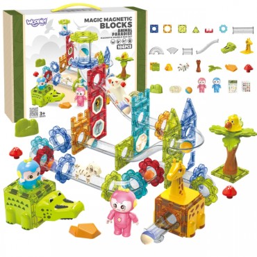 WOOPIE Magnetic Blocks Ball Track Animal Paradise 104 vnt.