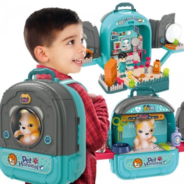 WOOPIE Little Vet rinkinys 3in1 šunų namelis kuprinėje