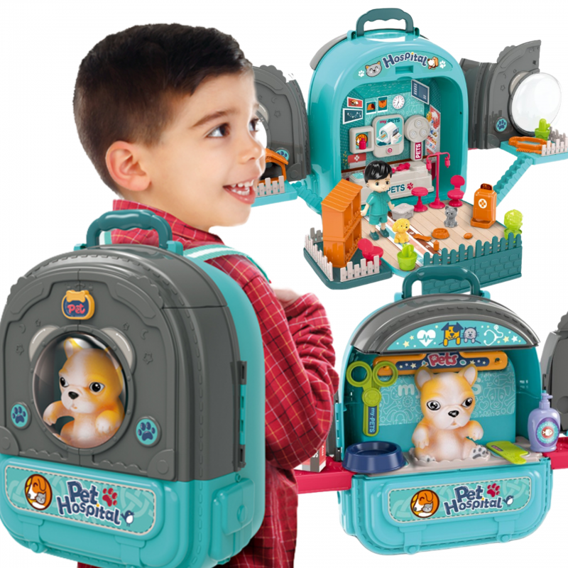 WOOPIE Little Vet rinkinys 3in1 šunų namelis kuprinėje