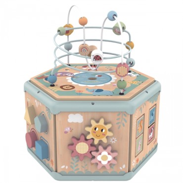 TOOKY TOY Interaktyvi Montessori medinė šešiakampė atidarymo dėžutė