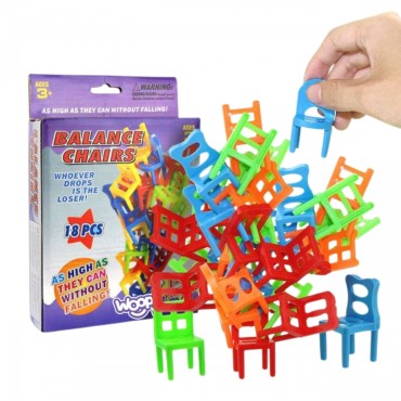 WOOPIE arkadinis žaidimas Balancing Chairs Puzzle Stacks3+