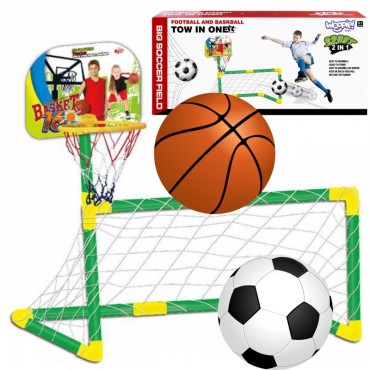 WOOPIE 2in1 rinkinys krepšinio futbolo įvartis + kamuoliai