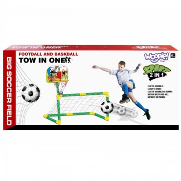 WOOPIE 2in1 rinkinys krepšinio futbolo įvartis + kamuoliai