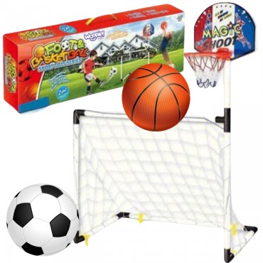 WOOPIE 2in1 rinkinys krepšinio futbolo įvartis + kamuoliai
