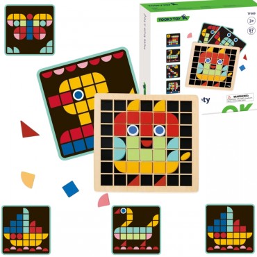 TOOKY TOY medinė mozaikinė Montessori dėlionė