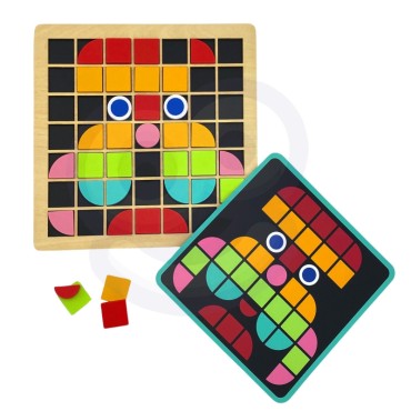 TOOKY TOY medinė mozaikinė Montessori dėlionė