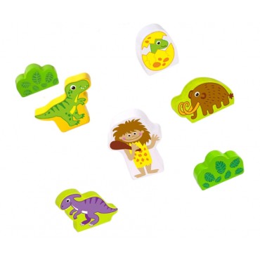 TOOKY TOY Medinis magnetinis traukinys dinozaurai + figūrėlės