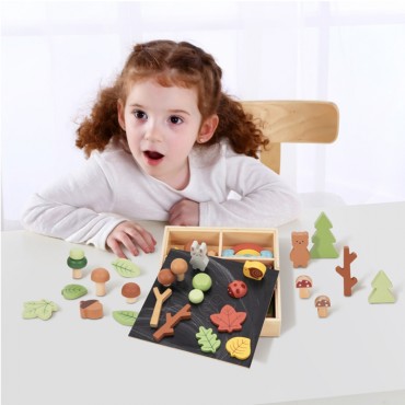 TOOKY TOY Miško rinkinys dėlionės plytų figūrėlės