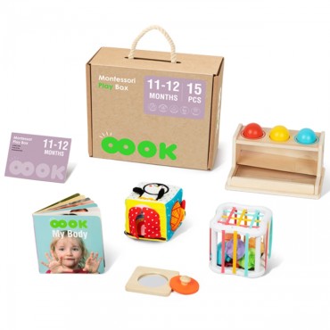 TOOKY TOY Box XXL Montessori edukacinė 5in1 sensorinė dėžutė 11-12 mėn.