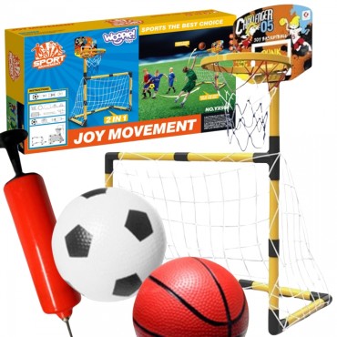 WOOPIE 2in1 krepšinio rinkinys Futbolo vartai + kamuoliai ir pompa