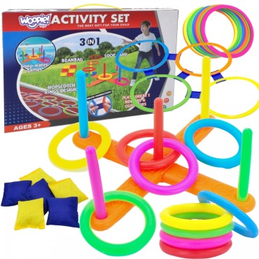 WOOPIE 3in1 Serso rinkinys Hopscotch Cornhole mėtymo krepšiai į taikinį
