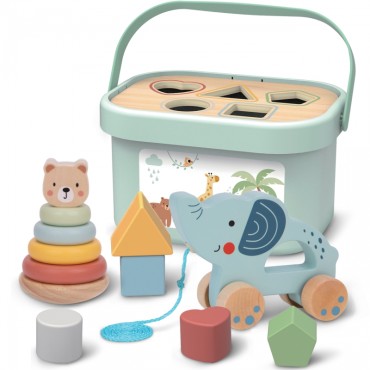 WOOPIE GREEN Sorter Box 3in1 dramblio piramidės blokeliai