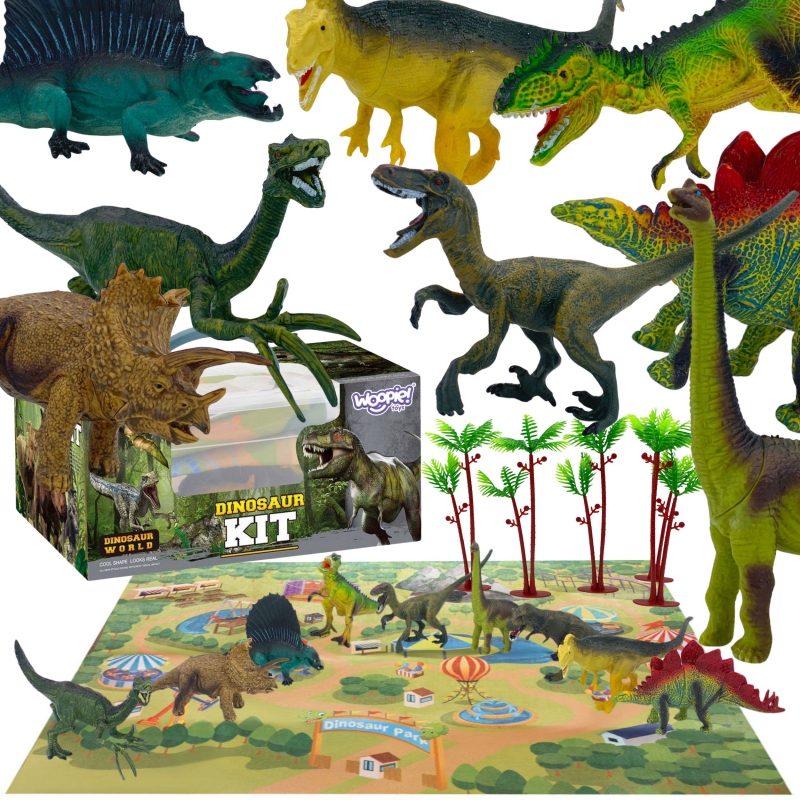 WOOPIE dinozaurų figūrėlių rinkinys 16 vnt. + Kilimėlis + Dėklas