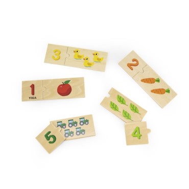 VIGA medinių dėlionių rinkinys, atitinkantis numerius Montessori galvosūkį