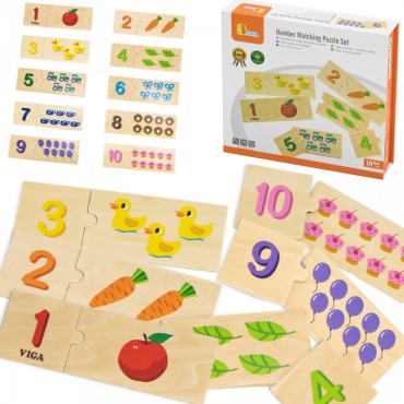 VIGA medinių dėlionių rinkinys, atitinkantis numerius Montessori galvosūkį