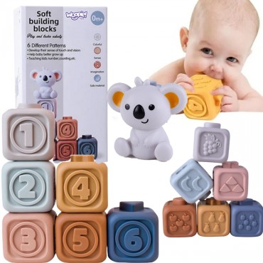 WOOPIE BABY lavinamasis piramidės rinkinys sensorinių blokų 2in1 skaičių krumpliaračiai