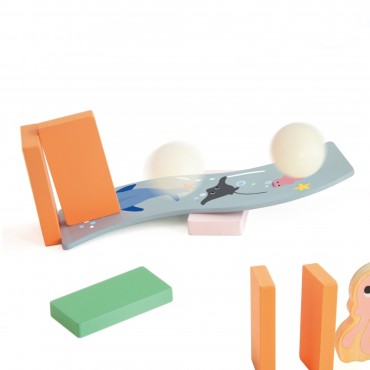 CLASSIC WORLD Medinis Domino kliūčių loginis takelis Montessori dėlionė 100 vnt.