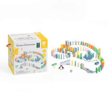 CLASSIC WORLD Medinis Domino kliūčių loginis takelis Montessori dėlionė 100 vnt.