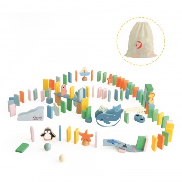 CLASSIC WORLD Medinis Domino kliūčių loginis takelis Montessori dėlionė 100 vnt.