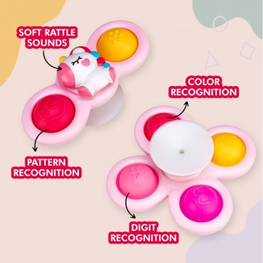 WOOPIE BABY Space Spinner Pop-it sensorinis žaislas Keičiamas 3 vnt. Rožinė.
